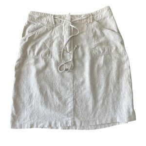 Vintage Linen Blend Skirt Size M Beige Natural Earthy Boho‎ Minimalist Indie 90s